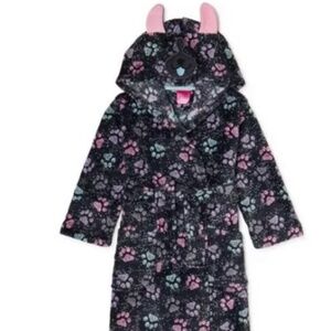 Chili Peppers Girls Hooded Dog Paw Print Robe Size 7 NWT